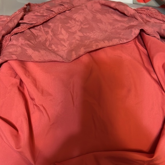 SHEIN Maternity Mock Neck Lantern Sleeve Ruffle Hem Belted Jacquard Dress - Picture 4 of 6